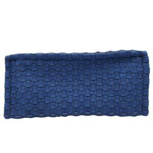 Leghila Blue Woven Neoprene Clutch Handbag Gold Tone Hardware Made in Italy